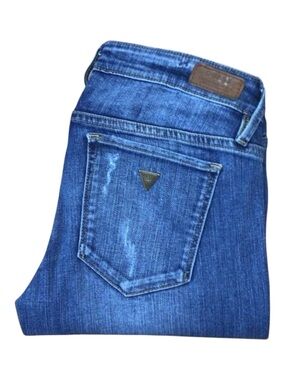 GUESS Y2K Low Rise Bootcut Distressed Stretch Jeans Women Size 28 Denim McBling